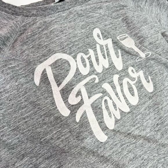 Wildfox Pullover Sweatshirt Women's XL Pour Favor Iridescent Lettering Raglan - Picture 2 of 10